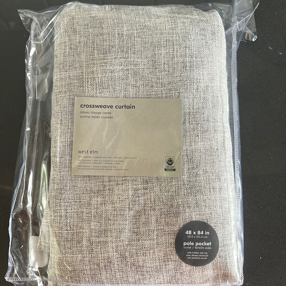 NWT- West Elm Crossweave curtain 48x 84
